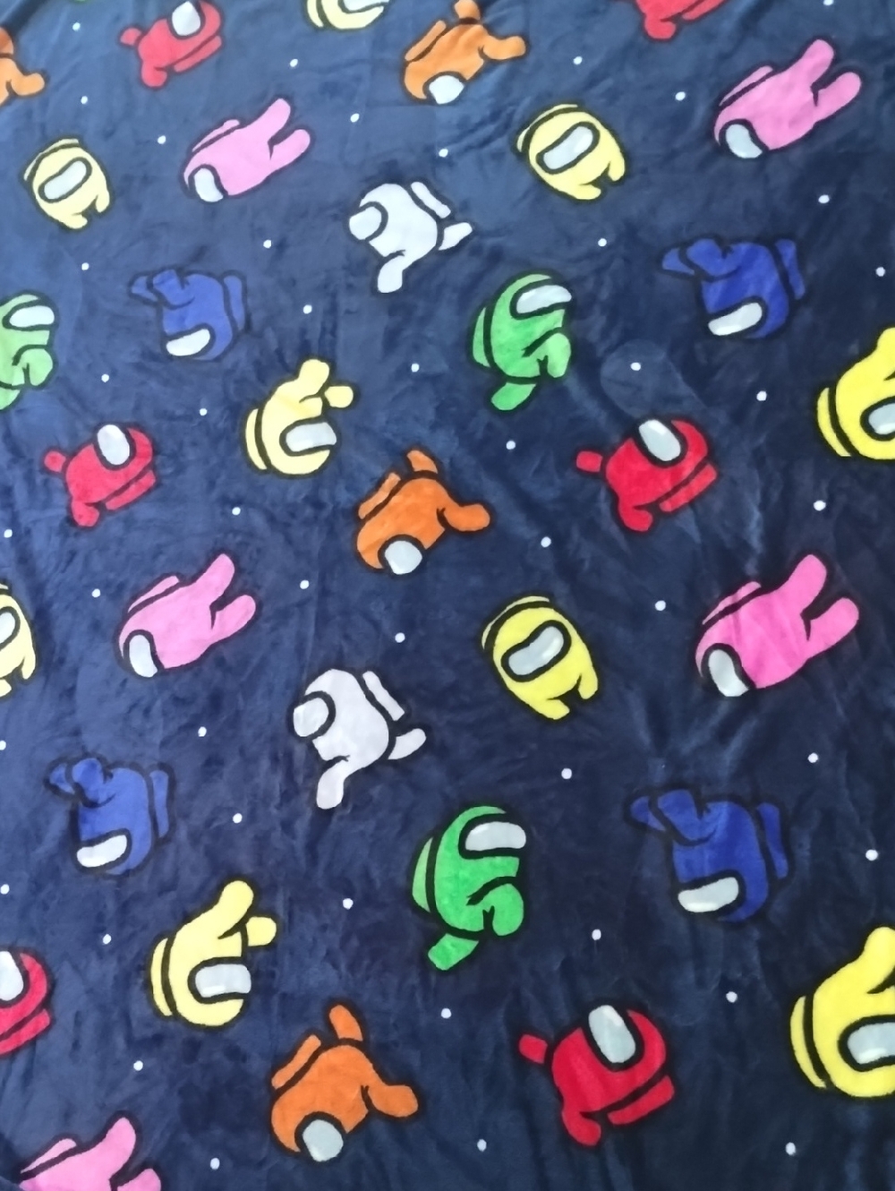 Kids Navy Among Us Blanket with Colorful Character Print